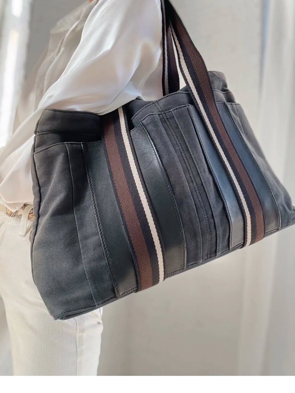 Rare Authentic Hermes Troca Canvas Tote